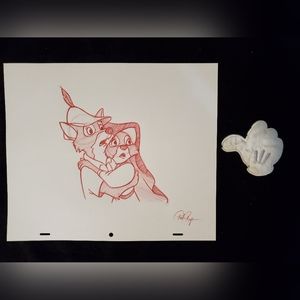 Disney Robin Hood and Maid Marian Drawing/Sketch animation hand made art